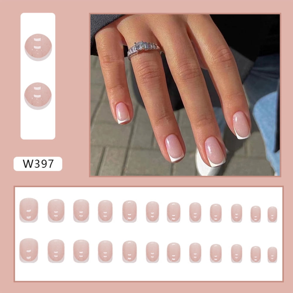 27 Barely There Nail Designs For Any Skin Tone : Pale Pink Short Nails with  Gold Flake Tips